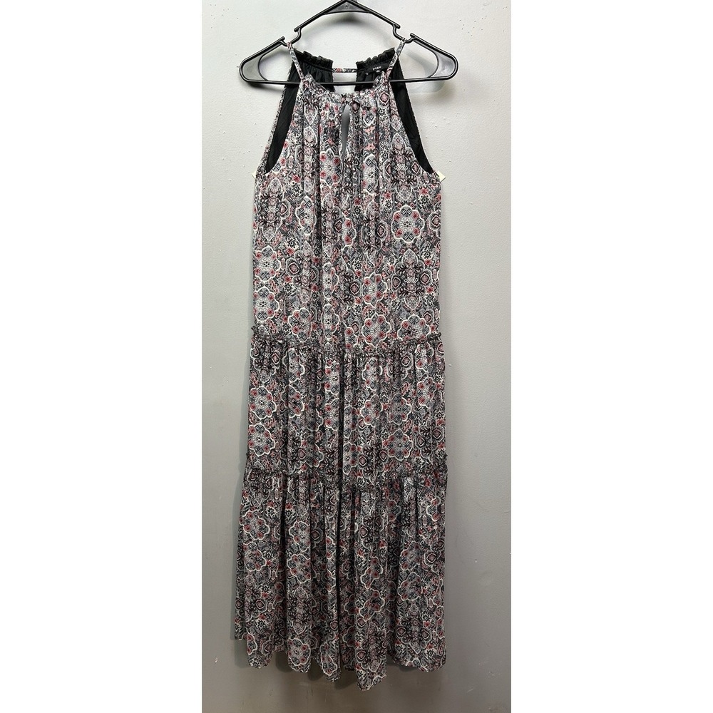 Drew Maxi Dress Womens‎ Small Multicolor Medallion Tiered Halter Neck Sleeveless
